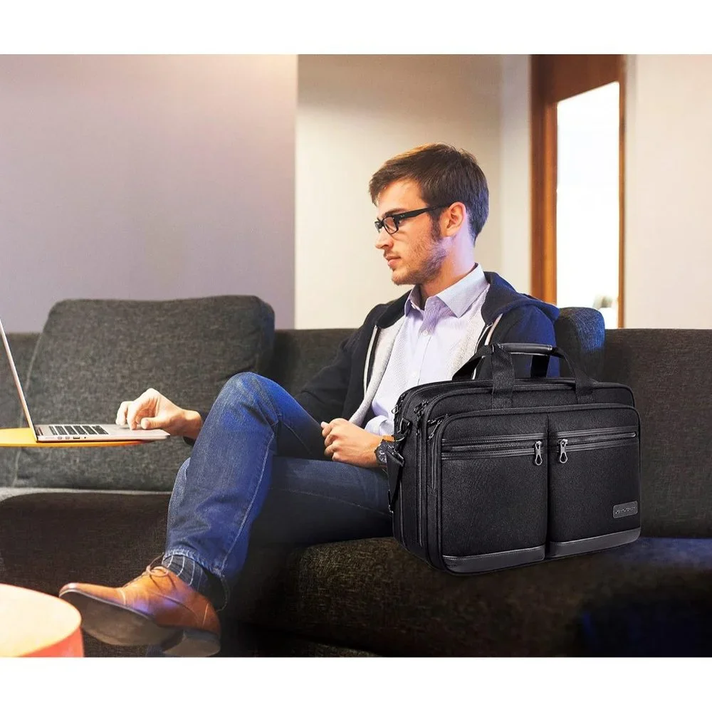 Men's Black Water Repellent Laptop Bag